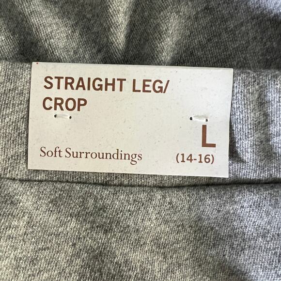 Soft Surroundings Straight Leg Buttoned Hem Crop Pants Womens L (14-16) Gray NWT - Picture 4 of 7